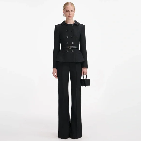 Self-Portrait Black Wool Double Breasted Jumpsuit - Picture 1 of 6